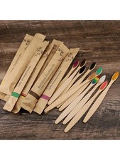 10PCS Eco Friendly Bamboo Toothbrush- Natural Biodegradable Wood Medium Bristles