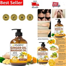 Natural Ginger Massage Oil for Lymphatic Drainage  Sore Muscle Relief   6.8oz
