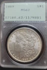 OLD 1.2 GEN HOLDER-PCGS MS-62???  1889-P MORGAN 90% SILVER-NO RESERVE!!! 4$ S/H