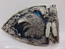Vintage Belt Buckle 1995 Siskiyou Bald Eagle on Arrowhead Enameled Southwest