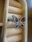 Silver Tone Butterfly Blue Baguette Stone Pavé Stackable Cocktail Ring 7 — photo 3