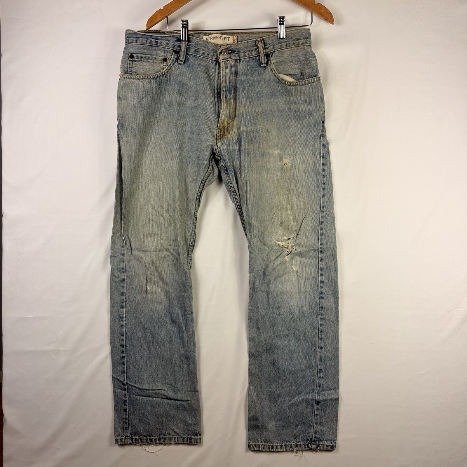 Levi’s 505 Jeans Men's 34x30 Regular Fit Straight Leg Blue Light Wash Denim