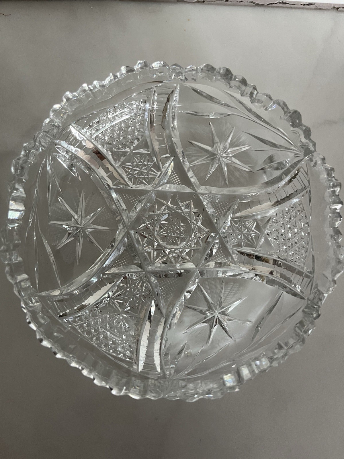 antique American Brilliant Period Cut Glass Bowl, likely early 20th century