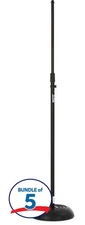 On-Stage MS7201B Round Base Microphone Stand (5-pack)