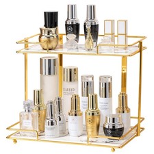 2 Tier Bathroom Cabinet Countertop Organizer Perfume Lipstick Makeup Organize...