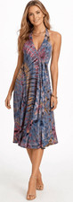 womens large midi dress artisan boho gypsy hippie halter neck tie dye handmade