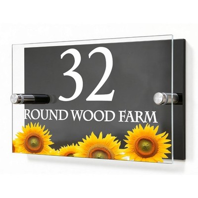 Personalisierte Hausnummer mit Blumenmuster bedruckt Adressschild individuelle Haustafel