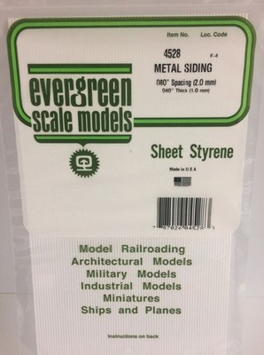 Evergreen 4528 Plasticcart Sheet Metal Siding 2,0mm Spacing 150x300x1mm