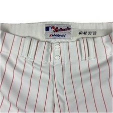 Pantalon De Baseball Majestic Authentic Porté En Match – Taille 34x31, Rayures Bleu/ivoire