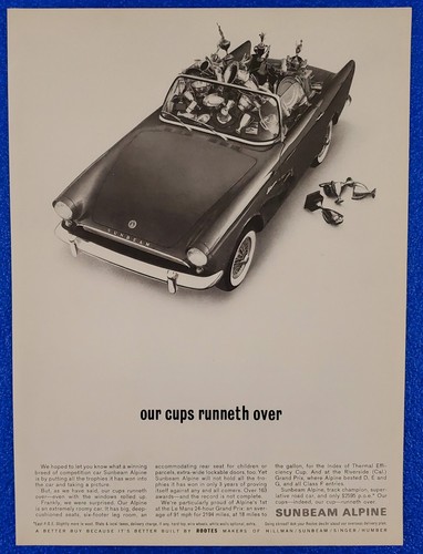 1962 VINTAGE SUNBEAM ALPINE CONVERTIBLE CLASSIC BRITISH DESIGNED CAR PRINT AD