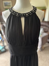 Eliza J Black Chiffon Dress Size 12 Beaded Jeweled Neck Cocktail Formal