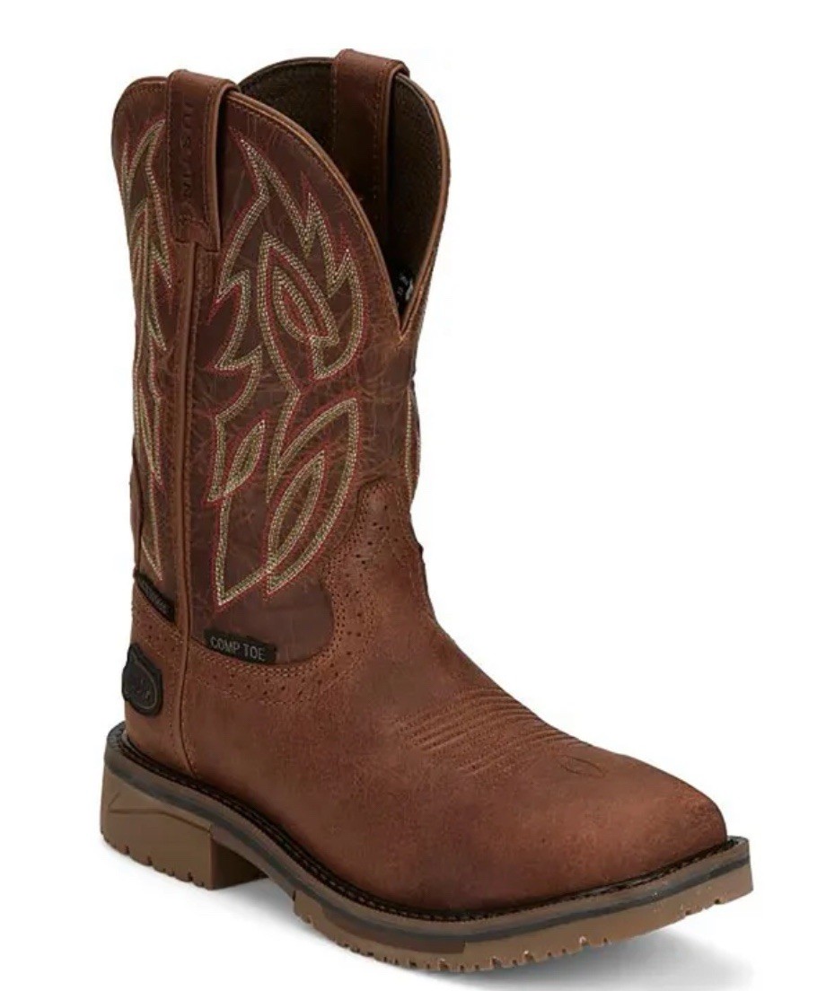 Justin Western‎ Leather Work Boots Composite Square Toe Men Sz 9.5 D Waterproof Men main image 2