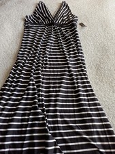 Metaphor Black and White Striped Maxi Dress XL NWT