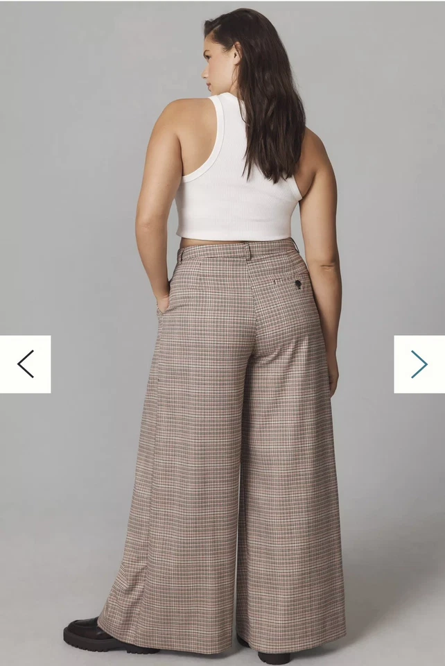 Maeve Avery Pleated Extra Wide Leg Trouser Pants Plaid Edition Anthropologie 14P - Image 2 of 4