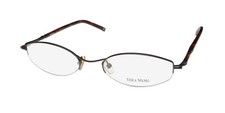 NEW VERA WANG V105 GLASSES WOMENS OVAL HALF-RIM 51-19-140 BLACK BK METAL 