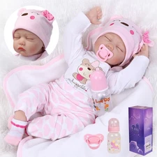 Handmade 22in Reborn Baby Dolls Vinyl Silicone Lifelike Newborn Girl Doll Gift