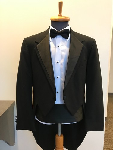 BLACK FORMAL TUXEDO TAILCOAT - Contour Notch Lapel by OSCAR de la RENTA - Picture 2 of 9