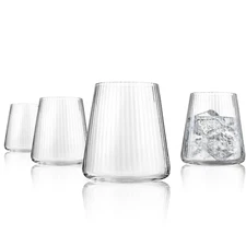 Artland Soho Optic 14.5 oz Double Old Fashion Glass, Set of 4, Dishwasher Safe