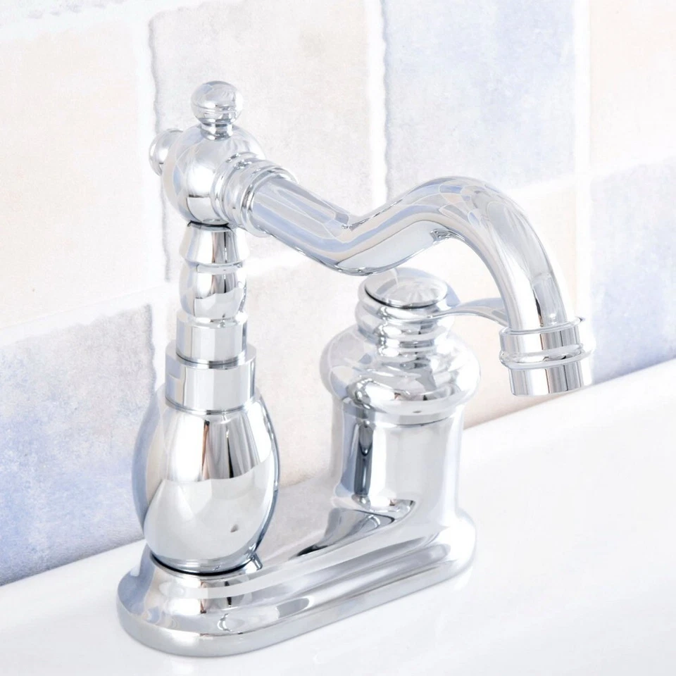 Polished Chrome 4" Centerset Two Holes Bathroom Kitchen Faucet Mixer Tap fsf840 - Image 4 of 4