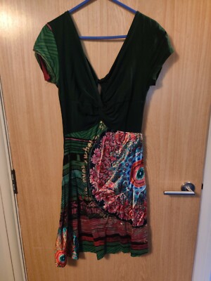 Women's Desigual boho Dress - ibiza Barcelona brand green Size S