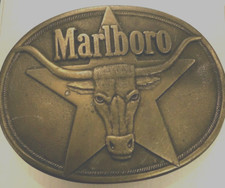 Vintage Marlboro Longhorn Oval Belt Buckle Solid Brass 1987