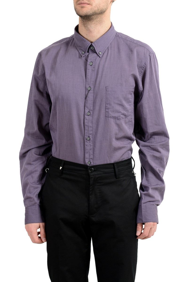 John Varvatos Violet Boutonné Manches Longues Hommes Chemise
