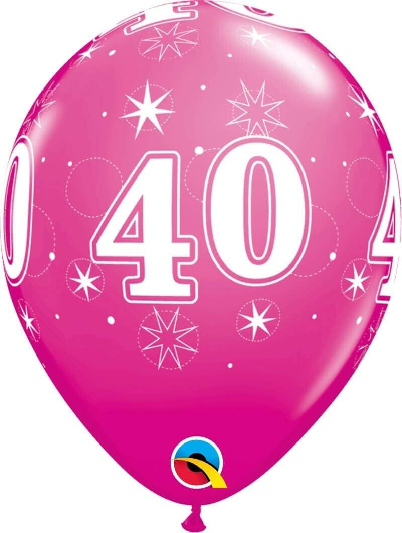 Pioneer 40th Birthday Pink Diamond Latex Balloon 11Inch 25 pack