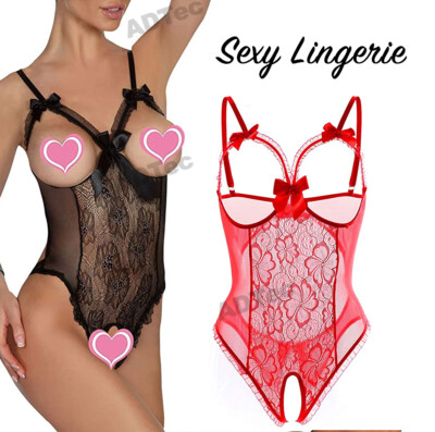 Women Sexy Lace Lingerie Open Breast Crotch Body Underwear Sleepwear  Crotchless | eBay