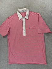 Criquet Players Short Sleeve Striped Polo Shirt Men's Medium Red