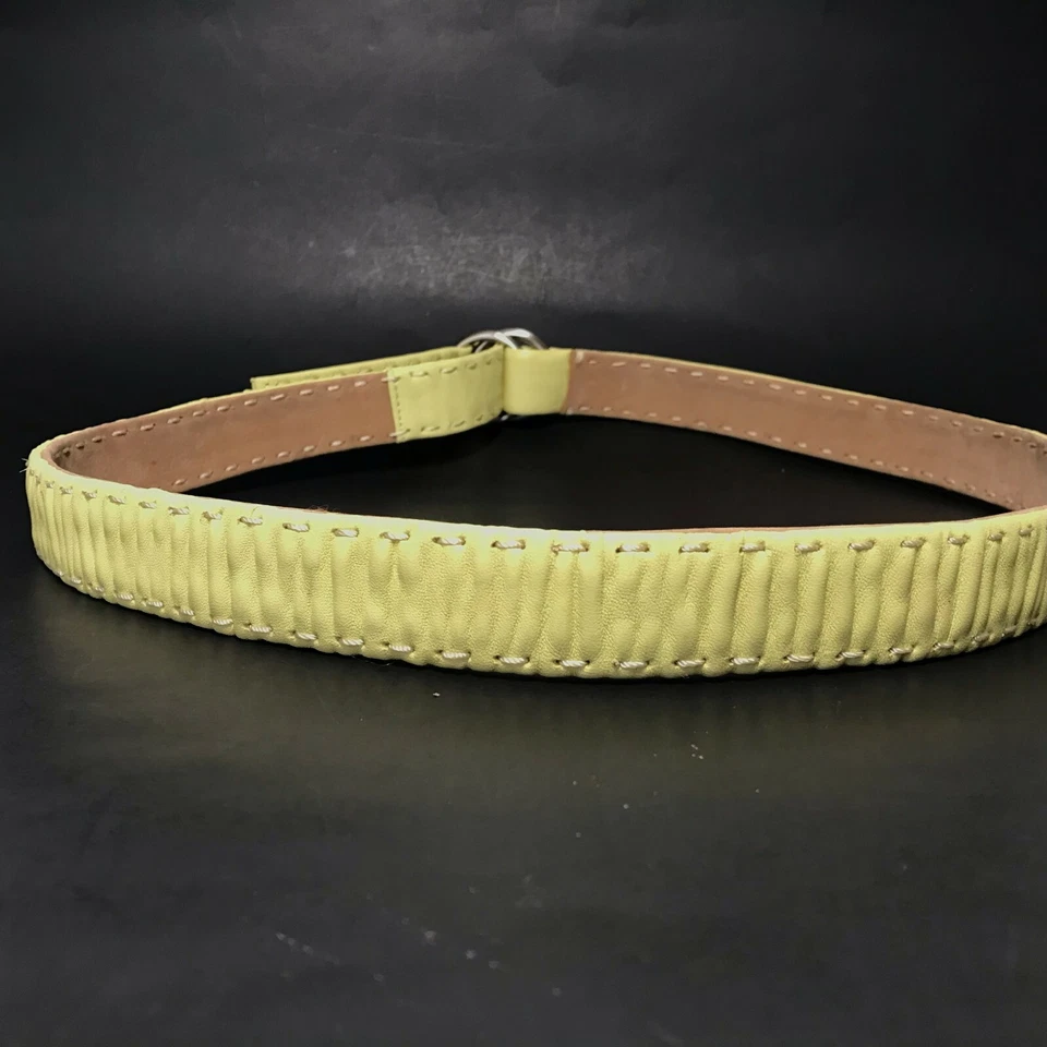 Ann Taylor женщин ремень большой лайм зеленый кожаный сшитый D кольцо повседневное платье - Изображение 4 из 4