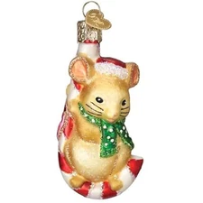 Old World Christmas Glass Tree Ornament, Christmas Mouse (With OWC Gift Box)