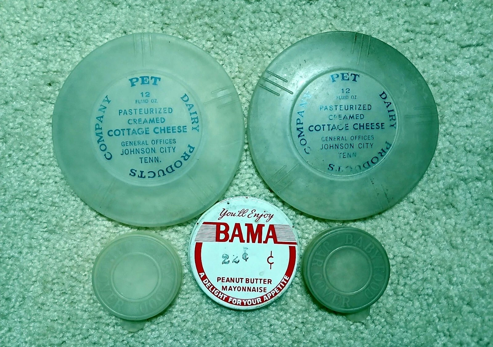 Five Vintage Food Lids / Covers - PET Dairy, BAMA & Baby Food Jar Covers
Opens in a new window or ta