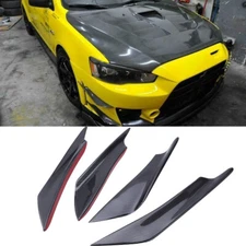 4x Carbon Fiber Glossy Front Bumper Canards Diffuser Lip Splitter Fins Universal