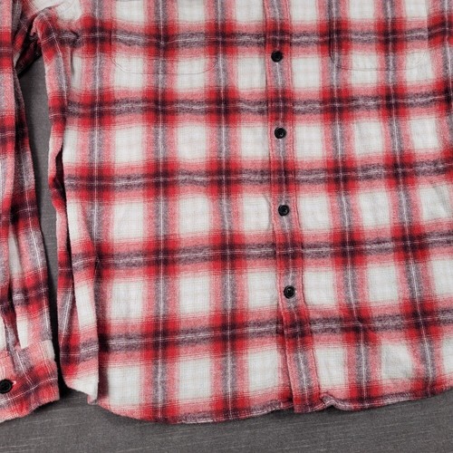 Lucky Brand Flannel Shirt Classic Fit Button Up Long Sleeve Red Plaid XL - Picture 5 of 12