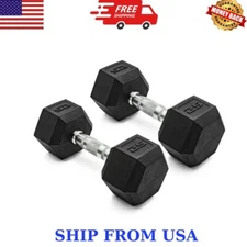 CAP Barbell, 25lb Coated Rubber Hex Dumbbell, Pair