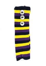 Women's Yelete Leg Warmers NWT Striped Purple Yellow Black Silver Buttons Winter