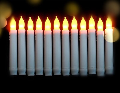 taper candles operated timer battery flickering led bat yellow mini