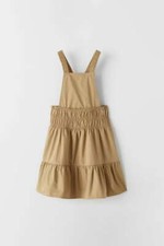 NWT Zara Kids Beige Overall Jumper Dress - Smocked size 7