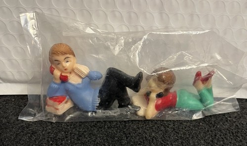 Vintage Wilton 1950s Cake Toppers Boy & Girl Set on Telephone - NEW in Package