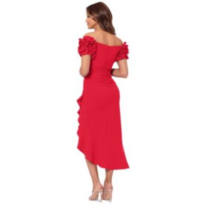 women's off-the-shoulder scuba crepe midi dress XSCAPE Women's Off-The-Shoulder Scuba Crepe Midi Dress