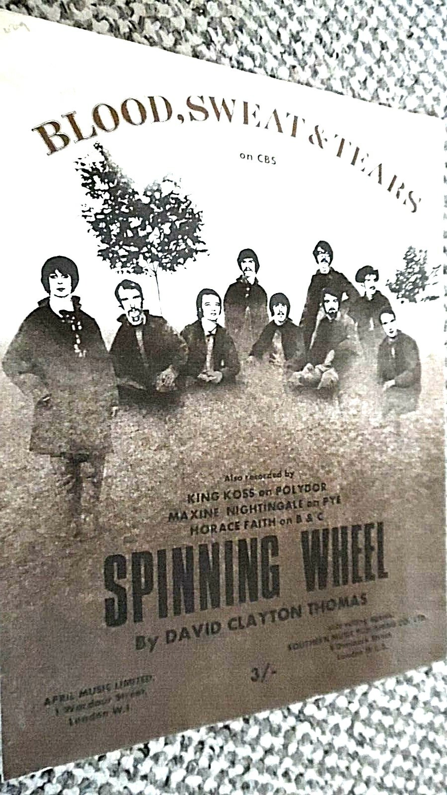BLOOD, SWEAT & TEARS SPINNING WHEEL (SHEET MUSIC) eBay
