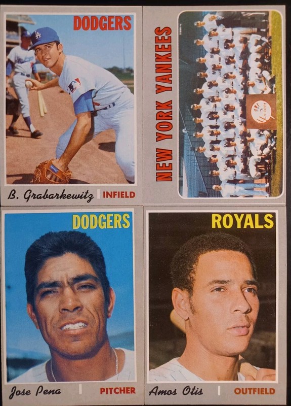 1970 TOPPS [4] YANKEES TEAM CARD AMOS OTIS JOSE PENA BILLY GRABARKEWITZ NM 05591
