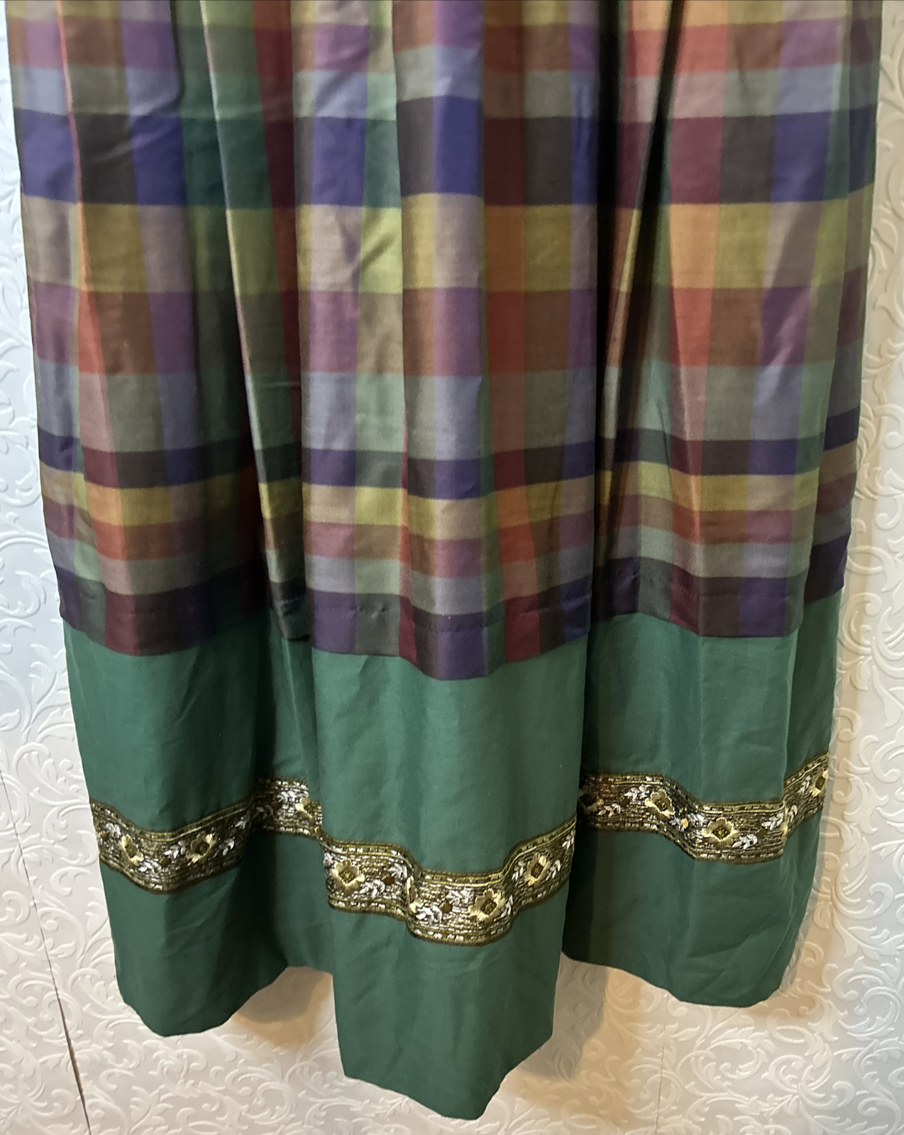 Vintage Green Gingham Button Down Collared Lined … - image 14