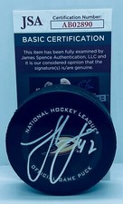 Hampus Lindholm signed Anaheim Ducks Official Game Puck autographed JSA