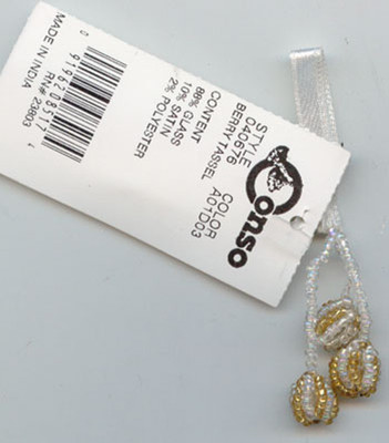 1 & 3/4'' WHITE GOLD BEADED BERRY TASSEL CONSO LOT OF 6