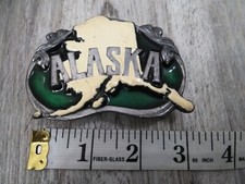 Vintage 1984 ALASKA Siskiyou Belt Buckle Co Williams Oregon State Enamel
