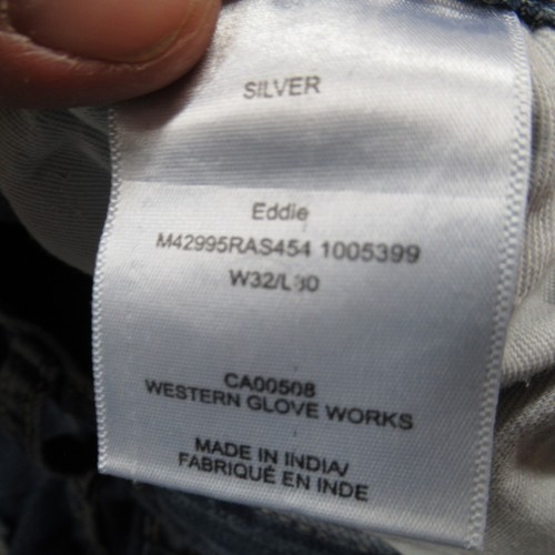 Silver Jean Men 32x29 Eddie Relaxed Denim Red Stitch Faux Selvedge Fade Whisker - Picture 6 of 17