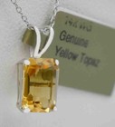 GENUINE 2.87 Cts YELLOW TOPAZ PENDANT 14k  WHITE GOLD  - Free Appraisal-NWT — photo 4