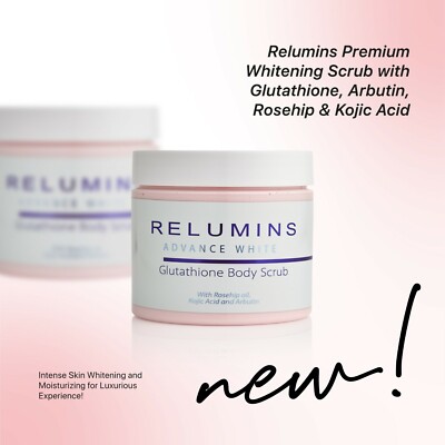 SKIN WHITENING GLUTATHIONE SCRUB 400ml + Rosehip Oil, Kojic Acid & Arbutin