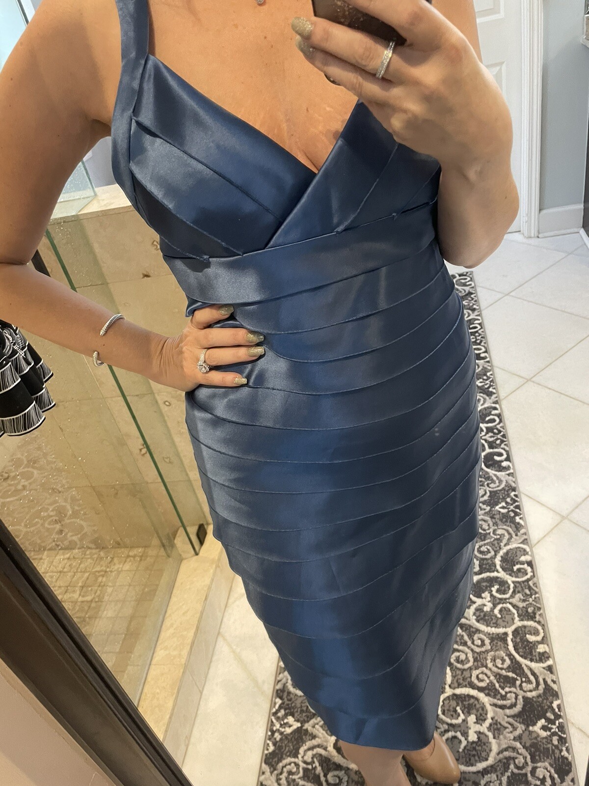 BCBG Max Azria- Electric Blue Satin Layered Dress Sz 12 New Nwt L | eBay